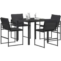vidaXL Tuin Eettafel Set 5 st Zwart en Donker Grijs Textilene en Staal