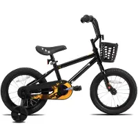 Happiq Kinderfiets – Voor meisjes van 3–10 jaar – Met zijwieltjes, kettingbeschermer en mandje – 36 cm / 41 cm / 51 cm wielen, zwart