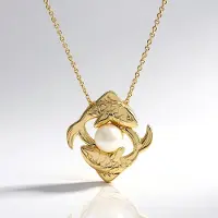 Cavill - Zilveren halsketting - 925 Sterling Zilver verguld - Witte zoetwaterkweekparel 6 mm rond - Elegante verstelbare ketting 45-50 cm
