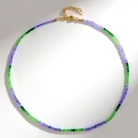 Cavill - Zilveren Halsketting Verguld 925 Sterling Zilver - Tanzania Tsavoriet en Tanzaniet 29 14 ct - Verstelbare Elegante Edelsteen Ketting
