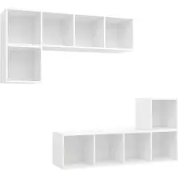 vidaXL 4-delige Tv-meubelset bewerkt hout wit