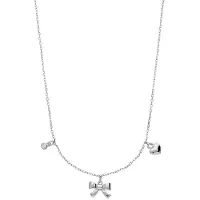 Lucardi Kinder Zilveren ketting met strik - Ketting - 925 Zilver - Zilverkleurig - 40 cm