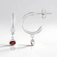 Cavill - Zilveren Oorbellen 925 Sterling met 2x 0,388 ct Ovaal Briljant Tanzania Robijn - Geplatineerd - Elegant Rood - Luxe 22 mm