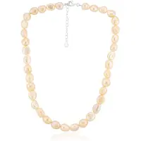 Cavill - Zilveren Verstelbare Ketting - 925 Sterling Zilver - Perzik Zoetwater Kweekparels Fancy Geslepen - Elegante Damesketting Luxe Parel Sieraad