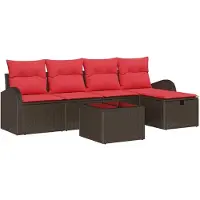 vidaXL Tuinbank Set 6 st Bruin poly rattan