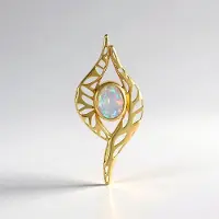 Cavill - Hanger 925 Sterling Zilver Verguld - 0,72 ct Ovale Welo Opaal - Elegant Filigraan Design - Natuurlijke Edelsteen