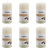 Bolsius Geurkaarsen geribbeld 6 st 120x58 mm vanille
