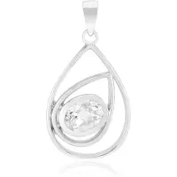 Cavill - Zilveren Hanger 925 Sterling met Palladium - Witte Kunziet Ovaal 1 471 ct - Tijdloze Druppelvorm Sieraad 23x17 mm