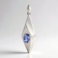 Cavill - Zilveren Hanger 925 Sterling met Palladium - Onverhitte Tanzaniet 0,68 ct Ovaal - Geometrisch Filigrain Design - Luxe Sieraad 35x10 mm