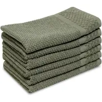 PHLOX Soft Popcorn Gastendoekjes 30x50 cm - Set van 6 - 100% Katoen 500 g/m2 - Oudgroen