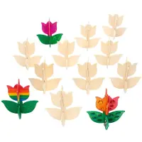 Colorations maak en versier je eigen houten tulp, set van 12