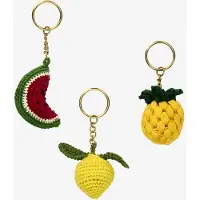 Madam Stoltz - Gehaakte sleutelhanger met fruit design - set van 3 - Fairtrade
