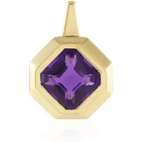Cavill - 925 Sterling Zilver Hanger - 18K Goud Verguld - 2,7 ct Amethist - Asscher Geslepen Achthoek - Premium Bezel Zetting - Elegante Stijl