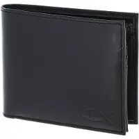 OXMOX Leren portemonnee Leather RFID Protect Querscheinbörse Freedom Fish Embossed Black zwart