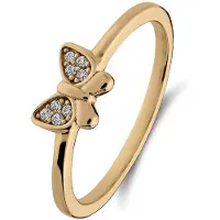 Lucardi Kinder Zilveren goldplated ring met vlinder - Ring - 925 Zilver - Goudkleurig - 14.50 / 46 mm