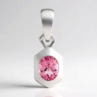 Cavill - Zilveren Hanger - 925 Sterling Zilver Palladium - Braziliaanse Roze Toermalijn 0,27 ct Ovaal Slijpsel - Elegant Design - 14x5 mm