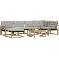 vidaXL Buiten bank set 7 st Wit en Lichtgrijs Massief Acacia Hout