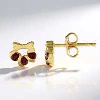 Cavill - 925 Sterling Zilver Verguld Oorbellen - 6x Rode Spinel 0,20ct Rond - Luxe Oorbellen met Kliksluiting en Elegant Design