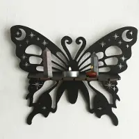 VHV - Wandplank - Hoekplank - Zwevende plank - Vlinder vorm - Houten wanddecoratie - Wandmontage - Voor slaapkamer en woonkamer - Decoratief - Zwart2