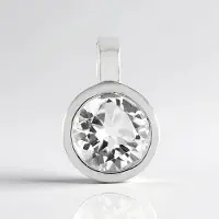 Cavill - Zilveren Hanger 925 Sterling met Rhodium - 1,46 ct Braziliaanse Witte Kwarts Rondslijpsel - Elegante Dames Sieraden - Bezelzetting 14x10 mm