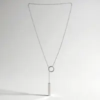Cavill - Zilveren Halsketting 925 Sterling Zilver Geplatineerd - Modern Y-Design - Elegant Minimalistisch - 53,5 cm - Dames Sieraad