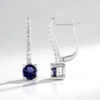 Cavill - Zilveren Oorbellen - 925 Sterling Zilver Gerhodineerd - Indiase Ioliet 0,768 ct - Tanzaniaanse Zirkon 0,311 ct - Modern Rond Design 21 mm