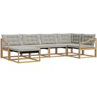 vidaXL Buiten bank set 6 st Wit en Lichtgrijs Massief Acacia Hout