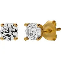 Lucardi Kinder Zilveren goldplated oorring kinderen wit zirkonia - Oorbellen - 925 Zilver - Goudkleurig