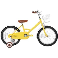 Happiq Kinderfiets – Voor kinderen – Met mand, spatborden, volledige kettingkoffer en zijwieltjes – 30 cm / 41 cm / 46 cm wielen, geel