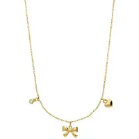 Lucardi Kinder Zilveren goldplated ketting met strik - Ketting - 925 Zilver - Goudkleurig - 40 cm