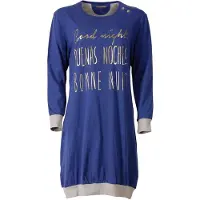 Irresistible Dames Nachthemd - Lange Mouwen - Ronde Hals - Blauw/Grijs - Maat XL