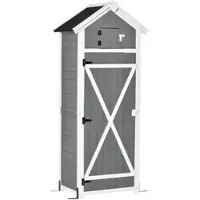 OKWISH Tuinkast Met Deur En Schuindak Voor Tuinopslag Met Inklaptafel Van Hout Donkergrijs 78×52,5×182 Cm