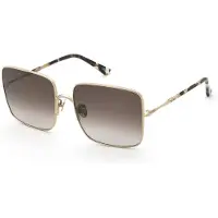 Nina Ricci Zonnebril - - SNR483 - Glanzend roségoud - Glazen 60 mm - Vierkante metalen montuur