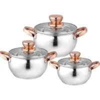 ROYAL SWISS Pannenset – 6-delig – RVS – 2.0L / 3.7L / 6.1L – Inductie – koekenpannenset Met Deksel