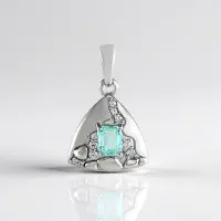Cavill - Zilveren Hanger - 925 Sterling Zilver Geplatineerd - 0,44 ct Paraiba Smaragd Octagon - 0,13 ct Cambodjaanse Zirkonia - Elegant