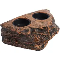 VHV - Reptielen voerbak - Magnetische voerbak - Voederplateau - Terrarium accessoires - Magnetisch - Met 2 bakjes - Voor gekko, hagedis en kameleon - Zwart