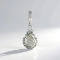 Cavill - Zilveren Hanger - 925 Sterling Zilver Geplatineerd - Roze Labradoriet 1,59 ct - 24 Pavé Zirkonia - Druppelvorm 29x11 mm