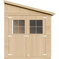 Timbela M340+M340G - Houten tuinhuis - 7,94 m² - 416x216xH249 cm - met vloer en zonder zijwand (totaal 3 wanden)