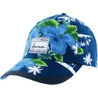 Herman casquette baseball été imprimé motif tropical bleu avec badge rectangulaire taille unique Lréglable par velcro