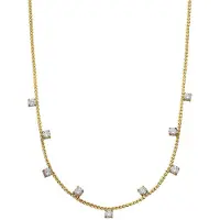 Lucardi Dames Stainless steel goldplated ketting zonder hanger met zirkonia voor dames - Ketting - Staal - Goudkleurig - 47 cm