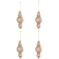 J-Line kerstbal - glas - roze - doos van 4