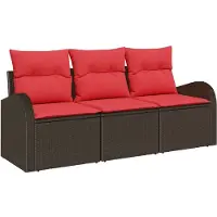 vidaXL Tuinbank Set 3 st Bruin en rood Poly rattan
