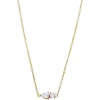 Lucardi Dames Stainless steel ketting met hanger met zirkonia voor dames - Ketting - Staal - Goudkleurig - 47 cm