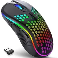 INF 2.4G Draadloze Oplaadbare Muis met Verlichting - Instelbare DPI, Ergonomisch Ontwerp zwart
