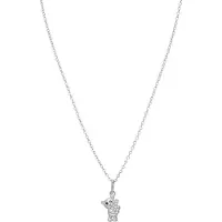 Lucardi Kinder Zilveren ketting met hanger beer zirkonia - Ketting - 925 Zilver - Zilverkleurig - 40 cm