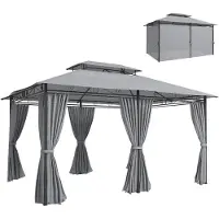 Outsunny Paviljoen-Staal, Polyester-300L x 400B x 280H cm-Donkergrijs