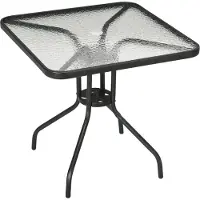 Outsunny Gartentisch Metall, Hartglas Schwarz