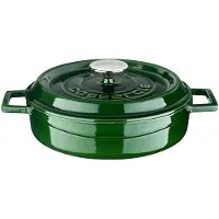Lava Geëmailleerde Gietijzeren Braadpan met Deksel - Ø 24 cm - 2,47 L - Geschikt voor Inductie en Oven Groente