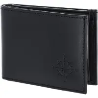 OXMOX Leren portemonnee Leather RFID Protect Pocketbörse Windrose 2.0 Embossed Black zwart