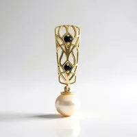 Cavill - 375 Geelgouden Hanger met Witte Zoetwaterparel 7mm en Blauwe Saffier 0,09 ct - Luxe, Tijdloos & Elegant Sieraad